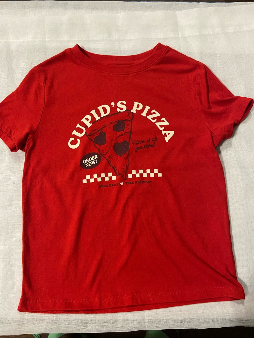 Cat & Jack Red Cupid's Pizza Graphic Tee